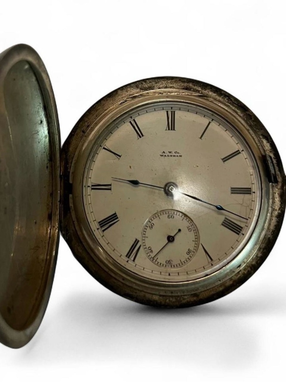 A.W. Co. Waltham Men's Pocket Watch in Antique Silver